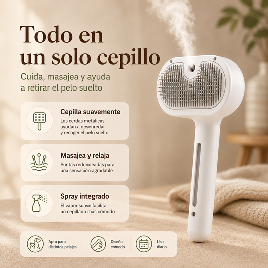 MimoBrush 4 en 1 – Cepillo vaporizador para mascotas