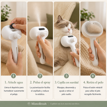 MimoBrush 4 en 1 – Cepillo vaporizador para mascotas